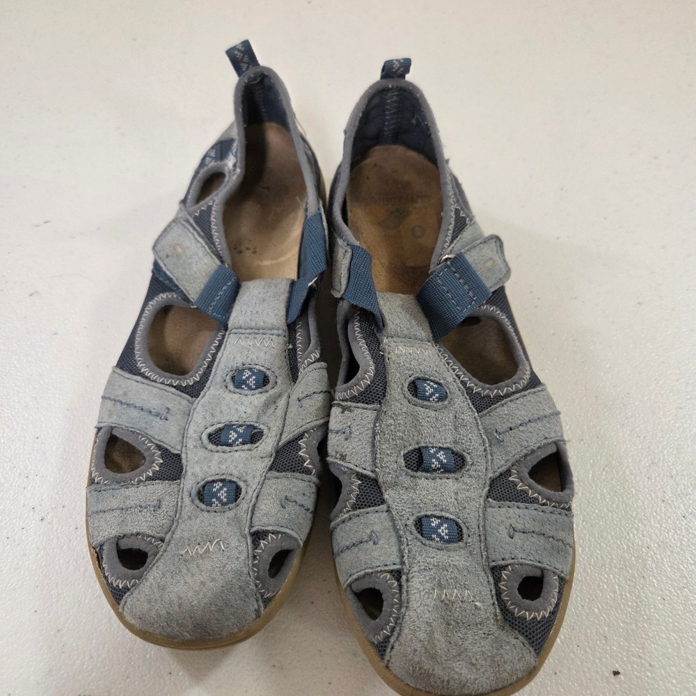 Earth Origins Blue Suede Mesh Fisherman Sandals Closed Toe Comfort‎ Shoes Womens - Picture 3 of 7